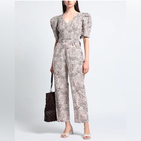 Sea New York Pants - Sea New York Calla Cheetah Smocked V-Neck Jumpsuit Size 8